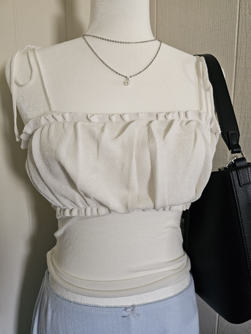 Wild Fable Ruffled Square Neck Tie Tank - Picture 2 of 8